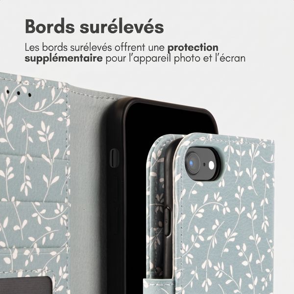 imoshion Étui de télephone portefeuille Design Apple iPhone 17e / 16e - Smoke Green Flowers