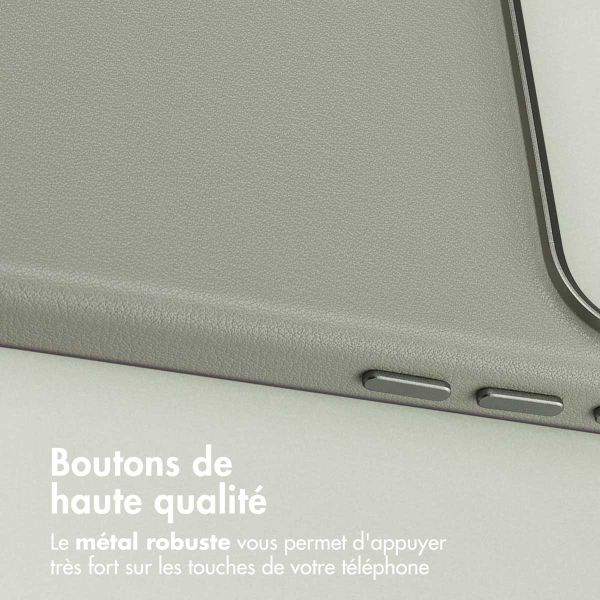 Accezz Coque arrière en cuir avec MagSafe Apple iPhone 17 Pro - Light Grey