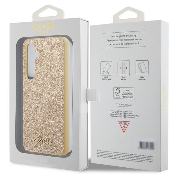 Guess Coque Glitter Flakes Samsung Galaxy S24 - Dorée