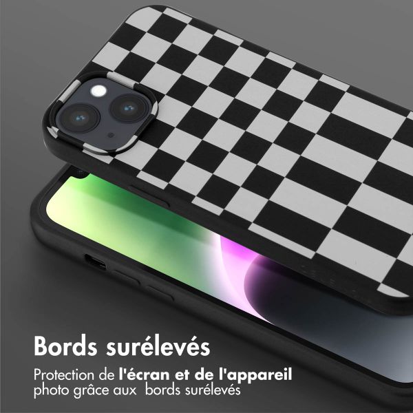 Selencia Coque design en silicone avec cordon amovible Apple iPhone 14 Plus - Irregular Check Black