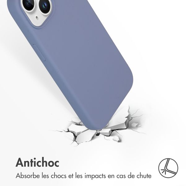 Accezz Coque Liquid Silicone iPhone 15 - Lavender Grey