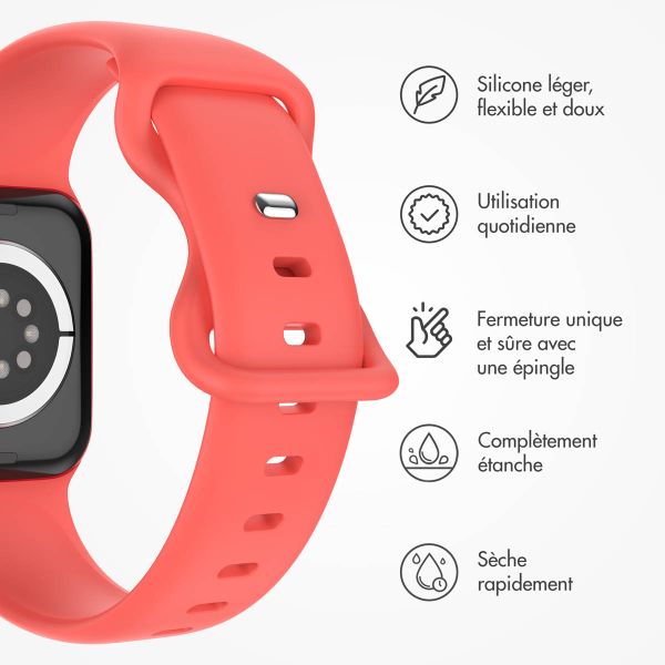 imoshion Bracelet en silicone⁺ Apple Watch Series 1 t/m 9 / SE (38/40/41 mm) | Series 10 / 11 (42 mm) - Taille S/M - Coral