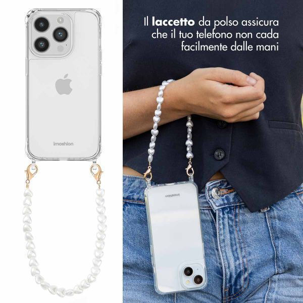 imoshion Coque avec dragonne + bracelet Apple iPhone 14 Pro Max - Perles Cœurs