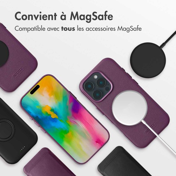 Accezz Coque arrière en cuir avec MagSafe Apple iPhone 16 Pro Max - Heath Purple