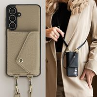Selencia Coque de télephone Sera avec cordon et porte-cartes enveloppe Samsung Galaxy S25 FE - Taupe