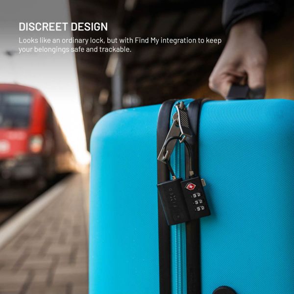 Fixed Tag Lock avec support Apple Find My - Cadenas de voyage TSA pour valise - Noir