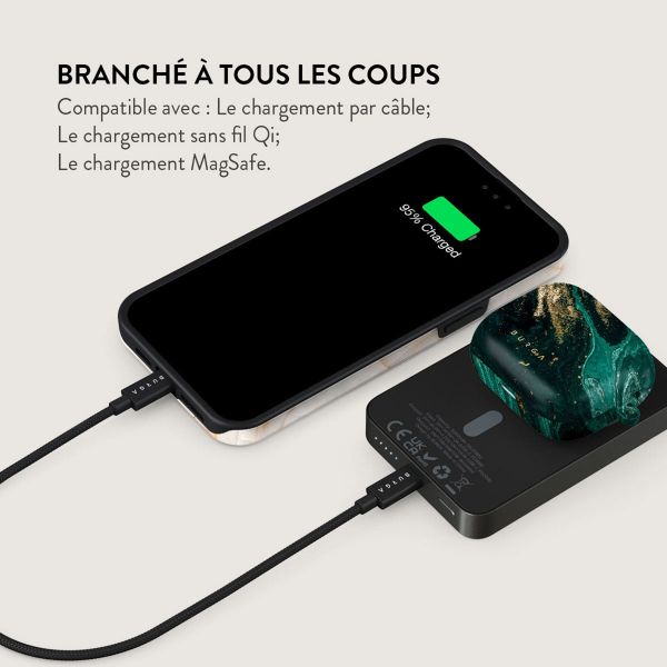 Burga Powerbank magnétique 5 000 mAh - MagSafe et Qi2 - Emerald Pool / Gunmetal