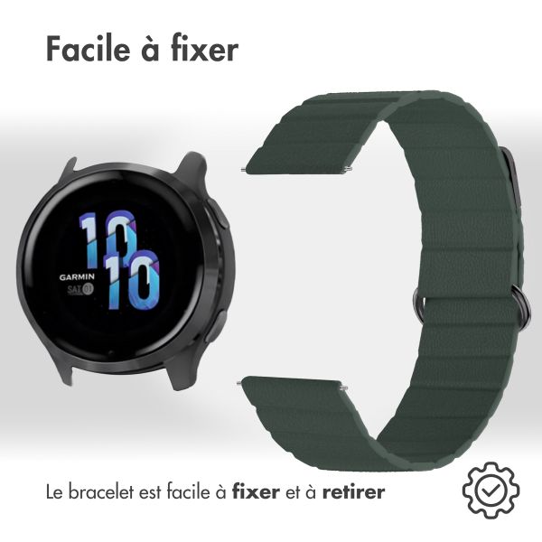 imoshion Bracelet en cuir magnétique - Connexion universelle de 22 mm - Vert