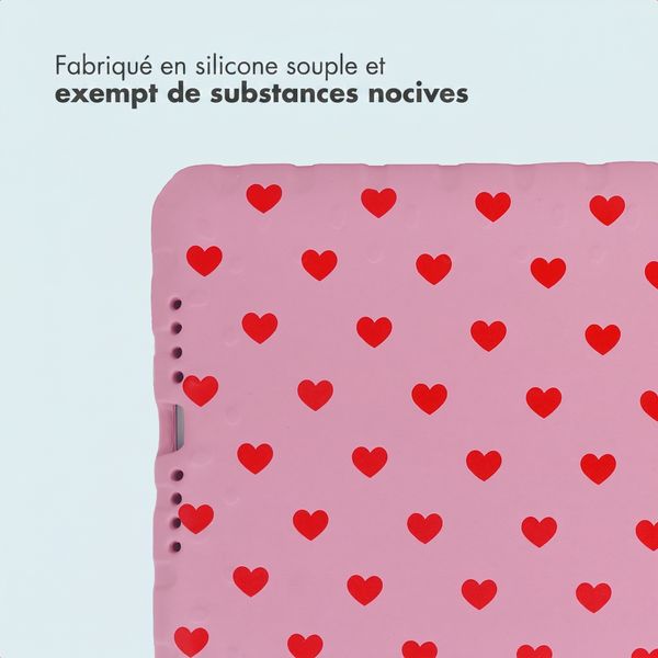 imoshion Coque arrière Kidsproof Design avec poignée Apple iPad 9 (2021) 10.2 pouces / iPad 8 (2020) 10.2 pouces / iPad 7 (2019) 10.2 pouces - Cœurs