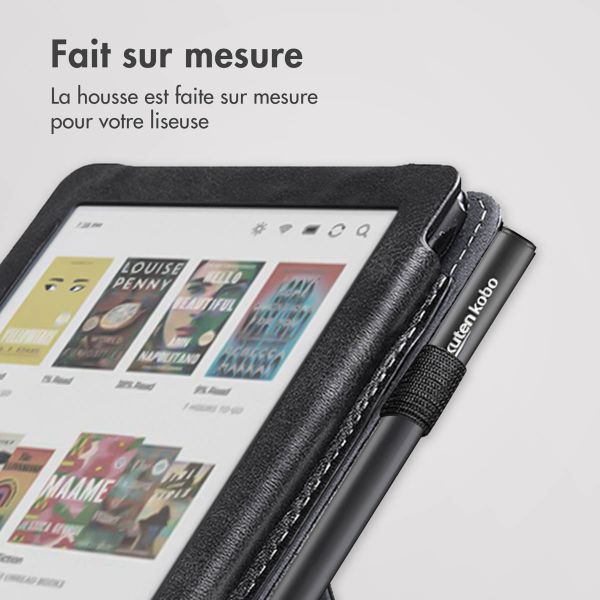 imoshion Étui de liseuse portefeuille avec strap et support Kobo Clara Colour / BW - Noir