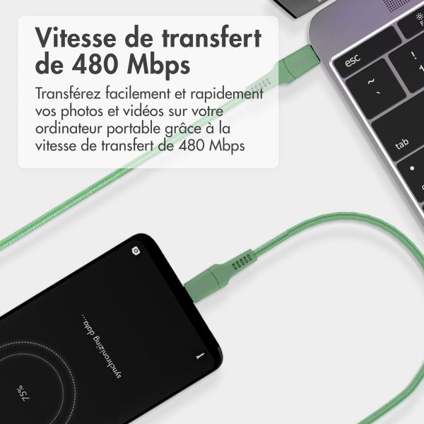 imoshion Braided USB-C vers câble USB-C - 1 mètre - Vert