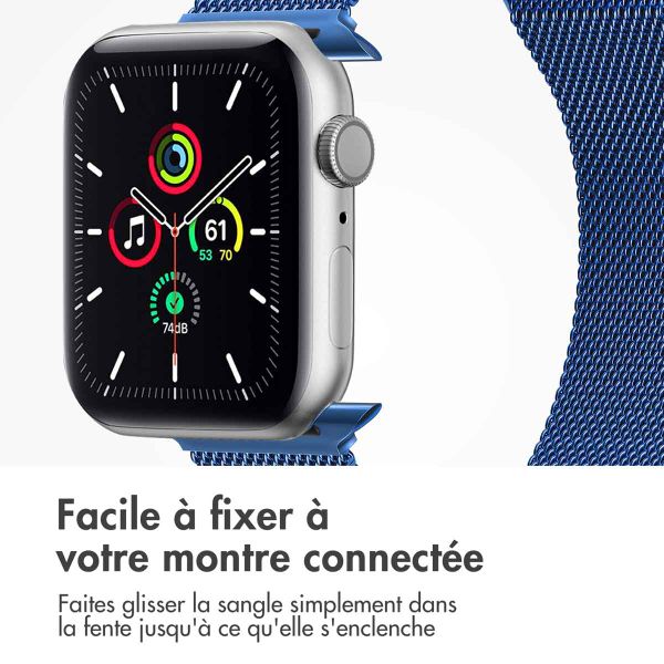imoshion Bracelet magnétique milanais Apple Watch Series 1 - 11 / SE / Ultra (44/45/46/49 mm) - Taille M - Bleu