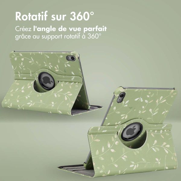 imoshion Coque tablette Design rotatif à 360° iPad 10 (2022) 10.9 pouces - Green Flowers