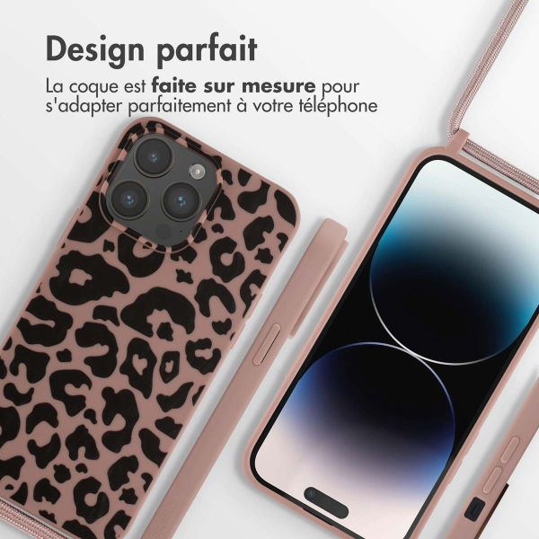imoshion Coque design en silicone avec cordon Apple iPhone 14 Pro Max - Animal Pink
