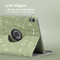 imoshion Coque tablette Design rotatif à 360° iPad 10 (2022) 10.9 pouces - Green Flowers