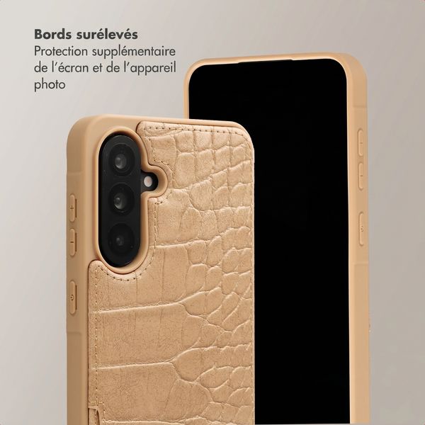 Selencia Coque de télephone Nova Croco avec cordon et porte-cartes Samsung Galaxy A36 / A56 - Toasted Almond
