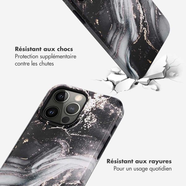 Selencia Coque arrière Vivid Tough iPhone 14 Pro Max - Chic Marble Black