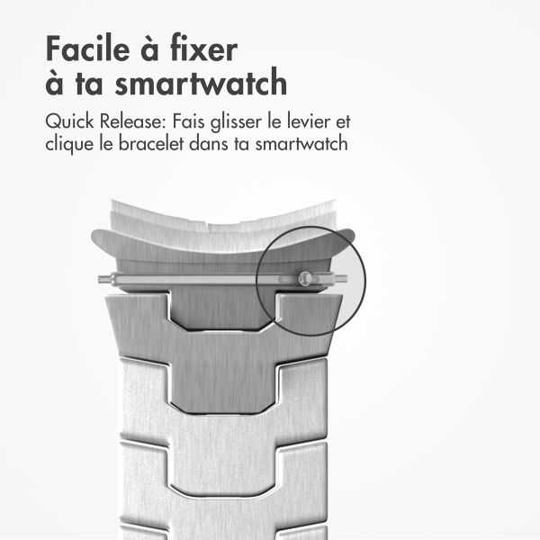 Accezz Bracelet Steel Samsung Galaxy Watch 4 / 5 / 6 / 7 / FE (20 mm) - Zilver & Zwart / Silver & Black