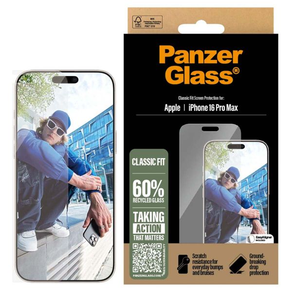 PanzerGlass Protection d'écran en verre trempé Anti-bactériesr iPhone 16 Pro Max