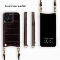 Selencia Nova coque arrière en cuir véritable avec porte-cartes Apple iPhone 14 Pro - Dark Chocolate