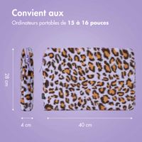 imoshion Pochette ordinateur Fluffy 15-16 pouces - Leopard Lilac