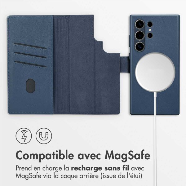 Accezz Étui de téléphone portefeuille en cuir 2-en-1 avec MagSafe Samsung Galaxy S24 Ultra - Nightfall Blue