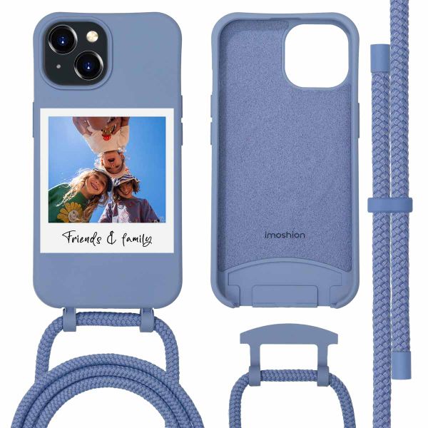 Coque de couleur personnalisée MagSafe avec cordon amovible  et Polaroid iPhone 15 - Ash Blue