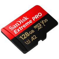 SanDisk microSD Extreme PRO - 128GB - Inclus un adaptateur SD et RescuePro Deluxe - UHS-I/U3/Full HD/4K UHD