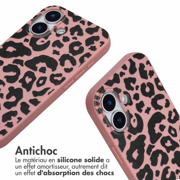 imoshion Coque design en silicone avec cordon Apple iPhone 17 - Animal Pink