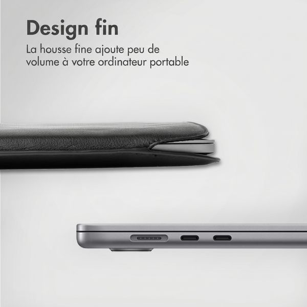 Accezz Leather Pochette ordinateur Apple MacBook 14 pouces - Noir