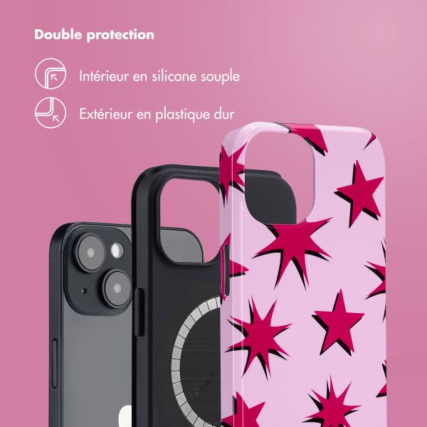 Selencia Coque arrière Vivid Tough avec MagSafe iPhone 14 - Stars Rubine Red Light Pink