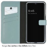 Selencia Étui de téléphone portefeuille en cuir véritable Samsung Galaxy A25 (5G) - Air Blue