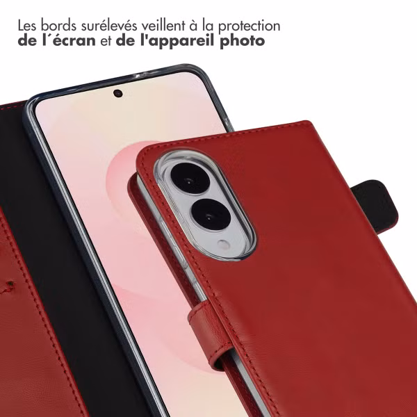 Selencia Étui portefeuille en cuir véritable Samsung Galaxy S25 Edge - Rouge