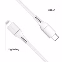 imoshion ﻿Câble Lightning vers USB-C - Non MFi - Textile tressé - 3 mètre - Blanc