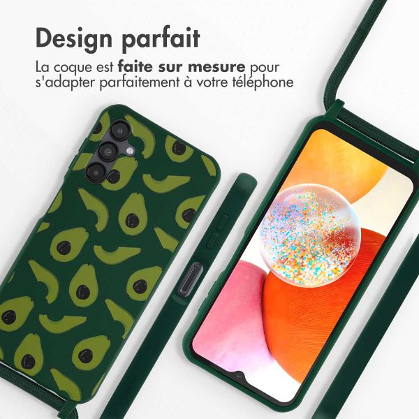 imoshion Coque design en silicone avec cordon Samsung Galaxy A14 (5G/4G) - Avocado Green