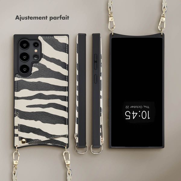 Selencia Coque de télephone Nova avec cordon et porte-cartes Samsung Galaxy S24 Ultra - Zazzy Zebra