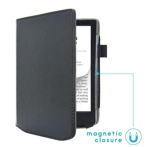 imoshion Étui de liseuse portefeuille en cuir végan Pocketbook Verse / Verse Pro / Verse Pro Color / Vivlio Light / Light HD - Noir