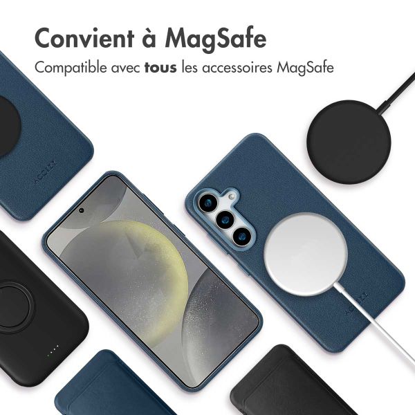 Accezz Coque arrière en cuir avec Magsafe Samsung Galaxy S25 - Nightfall Blue