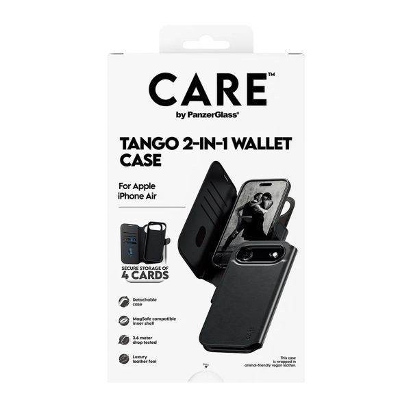 CARE by PanzerGlass Étui de télephone portefeuille Tango 2 en 1 avec MagSafe Apple iPhone Air - Noir