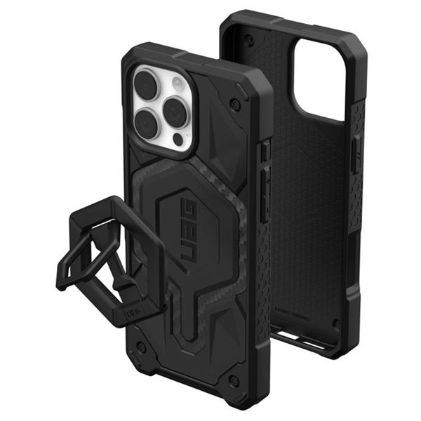 UAG Coque Monarch Pro + Magnetic Ring Stand iPhone 16 Pro Max - Carbon Fiber