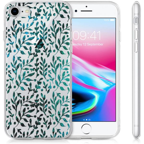 imoshion Coque Design iPhone SE (2022 / 2020) / 8 / 7 / 6s - Feuilles - Vert