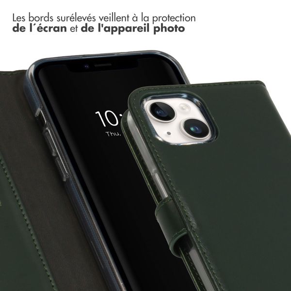 Selencia Étui portefeuille en cuir véritable Apple iPhone 15 - Vert