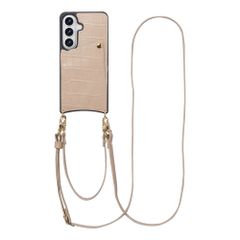 Selencia Coque de télephone Nova Croco avec cordon et porte-cartes Samsung Galaxy S26 - Beige