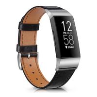 Fitbit Bracelet Leather Fitbit Charge 3 / 4 - Taille L - Noir