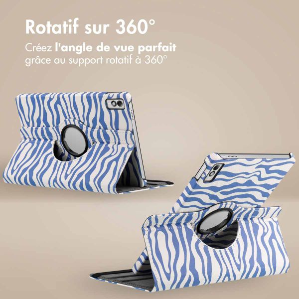 imoshion Coque tablette Design rotatif à 360° Lenovo Tab M10 5G - White Blue Stripes