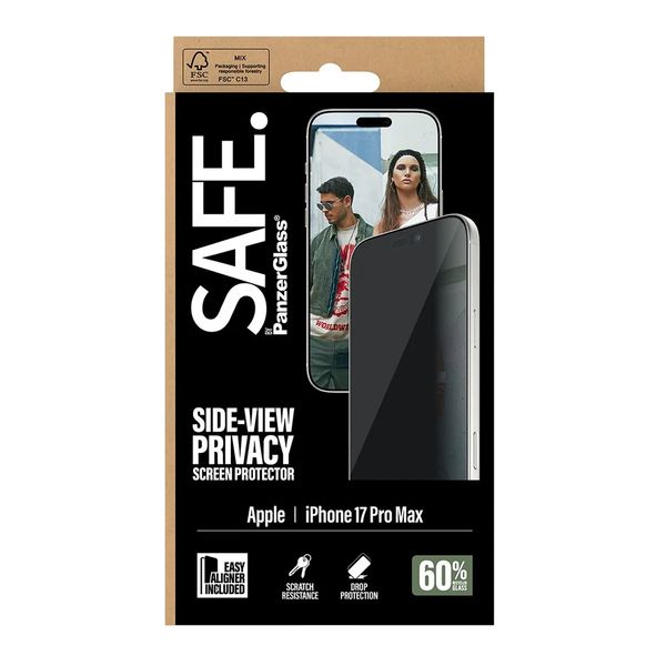 SAFE by PanzerGlass Protection d'écran Privacy Ultra-Wide Fit avec applicateur Apple iPhone 17 Pro Max