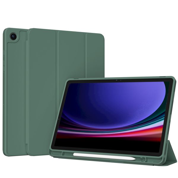 Accezz Coque tablette portefeuille Smart Silicone Samsung Galaxy Tab A9 8.7 pouces - Vert foncé