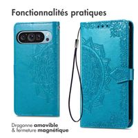 imoshion Etui de téléphone portefeuille Mandala Google Pixel 9 / 9 Pro - Turquoise