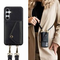 Selencia Coque à cordon avec porte-cartes enveloppe Sera Samsung Galaxy A35 - Noir