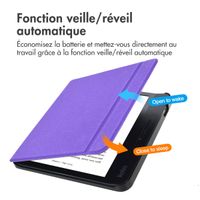 imoshion Étui de liseuse portefeuille Canvas Sleepcover avec support Kobo Libra H2O - Violet